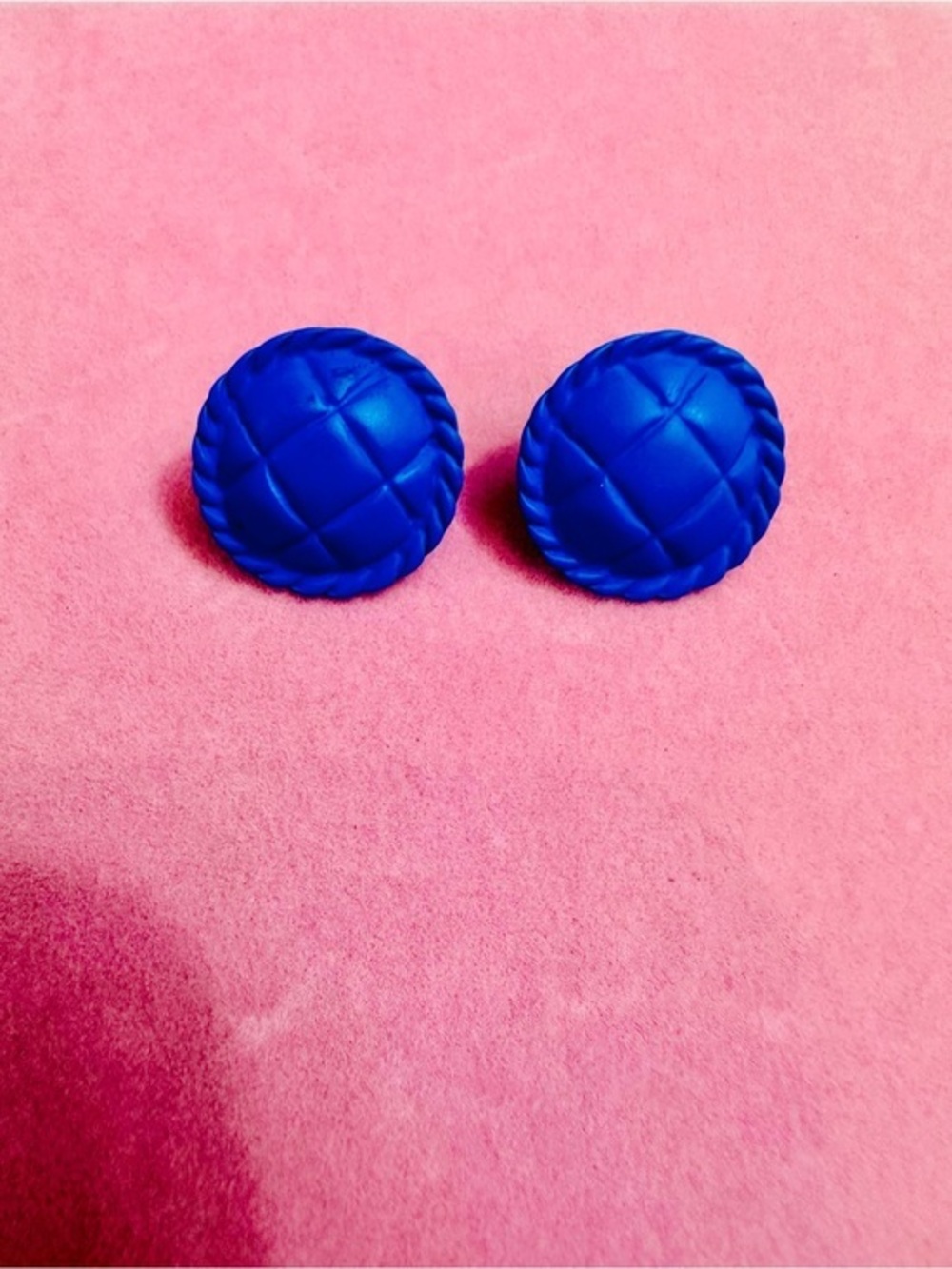 Royal Blue Quilted Stud Earrings
